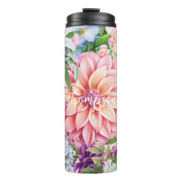 Termo Monogramo de la caligrafía flor amante moderno