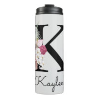 Monogramo inicial K Pink Boho Floral