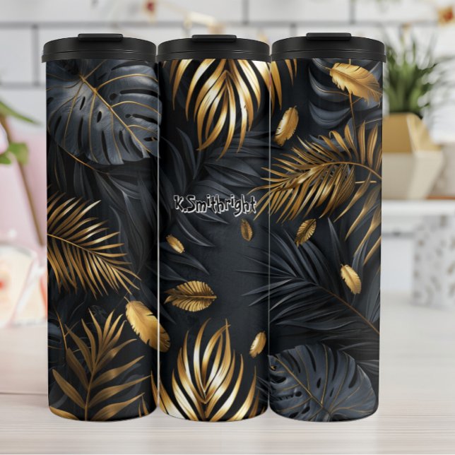 Termo Monstera dorada y hojas de palma (Subido por el creador)