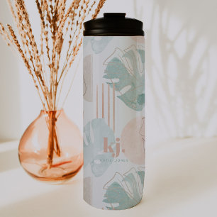 Termo Monstera Minimalista   Monograma Moderno Boho 