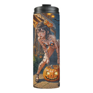 Termo Monstruo de Halloween Jack-o-Lantern y Chica de Ba