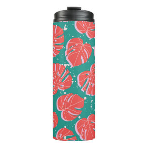 Termo Monstruo rojo: patrón tropical verde