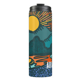 Termo Montañas de puesta de sol retro