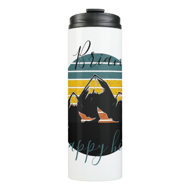 Termo Montañas de puesta de sol retro personalizadas (Anverso)