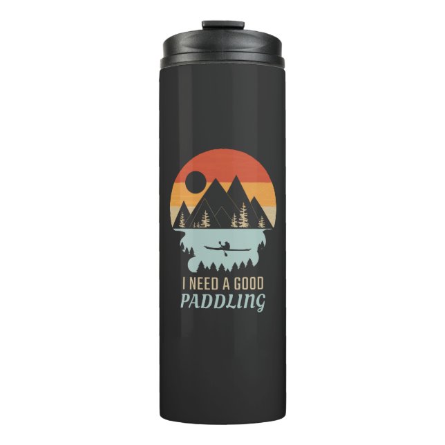 Termo Montañas en kayak Retro (Anverso)