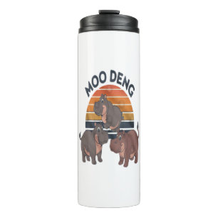 Termo Moo Deng vintage retro sunset hippos T-Shirt