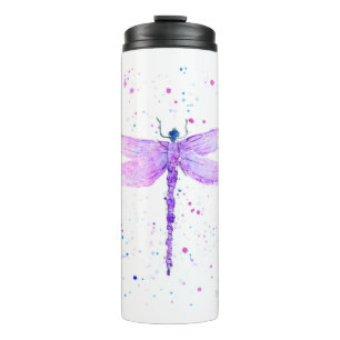 Termo Morado dragonfly insecto animal giratorio acuarela