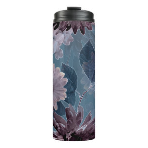 Termo Morado Monocromo: acuarela floral sin foco