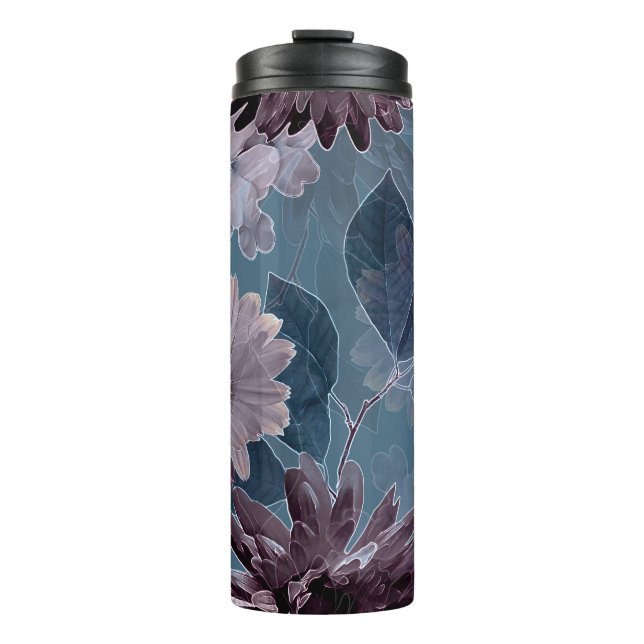 Termo Morado Monocromo: acuarela floral sin foco (Anverso)