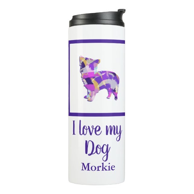 Termo Morkie Cute Dog Silhouette Purple PY&B (Rotado hacia la izquierda)