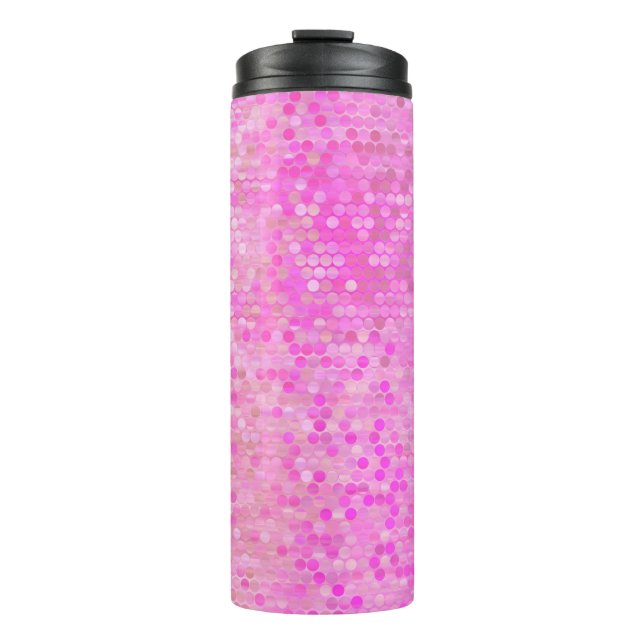 Termo Mosaico abstracto brillante rosa con brillo (Anverso)