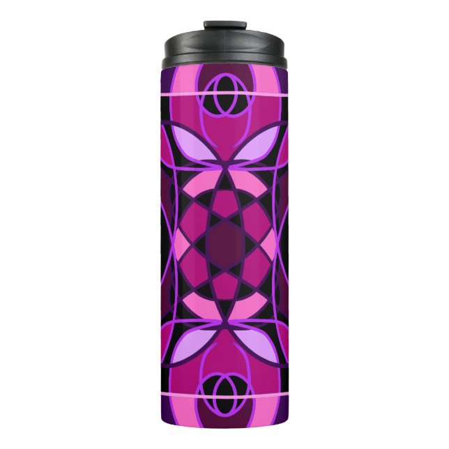 Termo mosaico abstracto rosa y púrpura (Anverso)