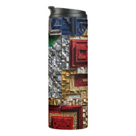 Termo Mosaico cuadrado gigante esmeralda dorado marfil r