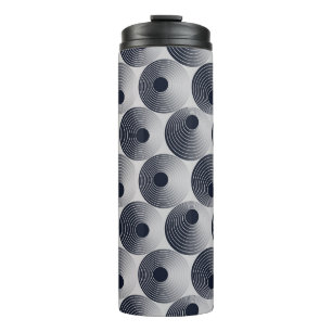 Termo Mosaico plateado-negro: textura de anillos concént
