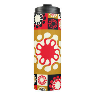 Termo Mosaico rojo de oro asiático, estilo étnico.