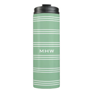 Termo Moss Green Stripes personalizado monograma tumbler