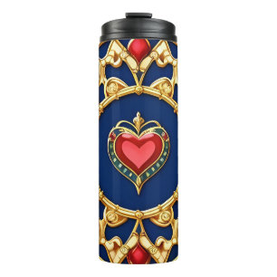 Termo Motivo de corazón con marco dorado y diseño orname