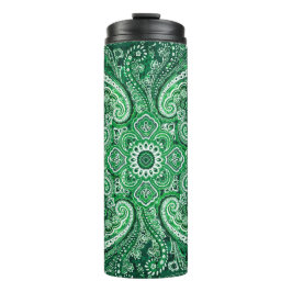 Termo Motivo de Paisley Verde Monocromático
