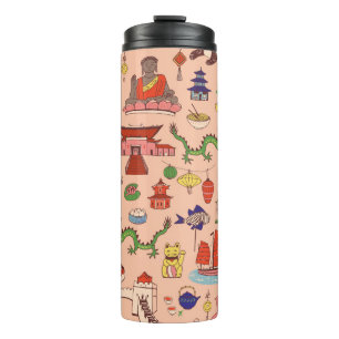 Termo Motivos de Hong Kong dibujados a mano: patrón sin 