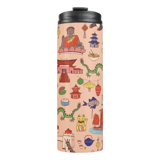 Termo Motivos de Hong Kong dibujados a mano: patrón sin  (Anverso)