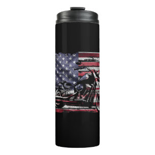 Termo Motocicleta Vintage EEUU Bandera Retro Biker, Moto