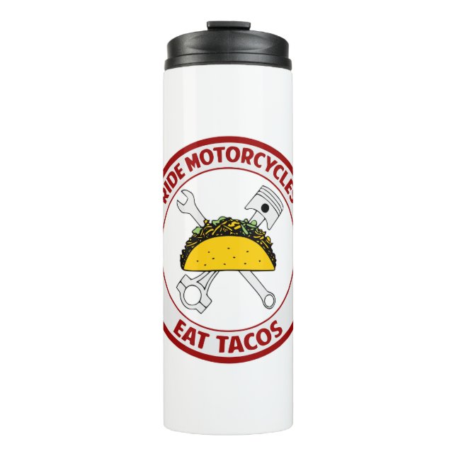 Termo Motocicletas y tacos de comer #USAPatriotGraphics (Anverso)