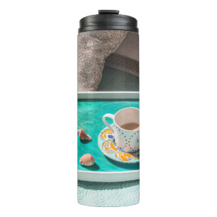 Termo Muerco de cerámica blanca en bandeja de porción bl