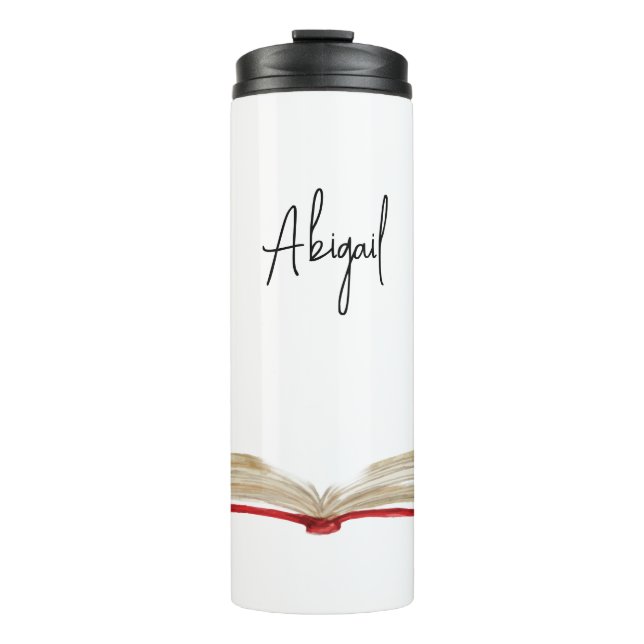 Termo Mug de viaje de libro de acuarela personalizado (Anverso)