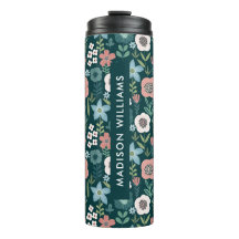 Mug de viaje floral personalizado con nombre