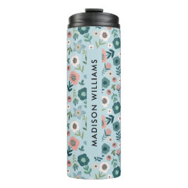 Termo Mug de viaje floral personalizado con nombre