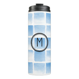 Termo Mug de viaje inicial de acuarela personalizada