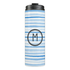 Termo Mug de viaje inicial de acuarela personalizada