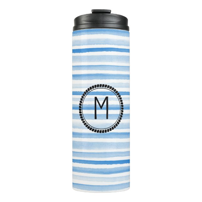 Termo Mug de viaje inicial de acuarela personalizada (Anverso)