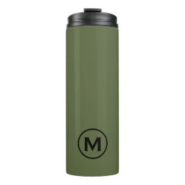 Termo Mug de viaje mínimo verde oliva negro monograma