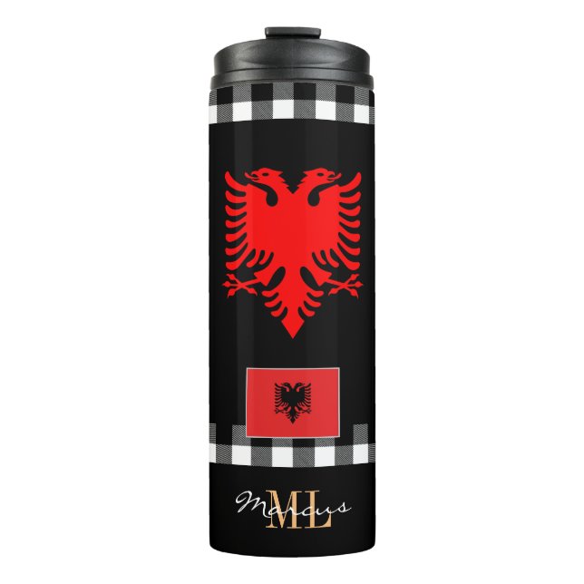Termo Mug de viaje patriótico albanés, bandera albanesa (Anverso)