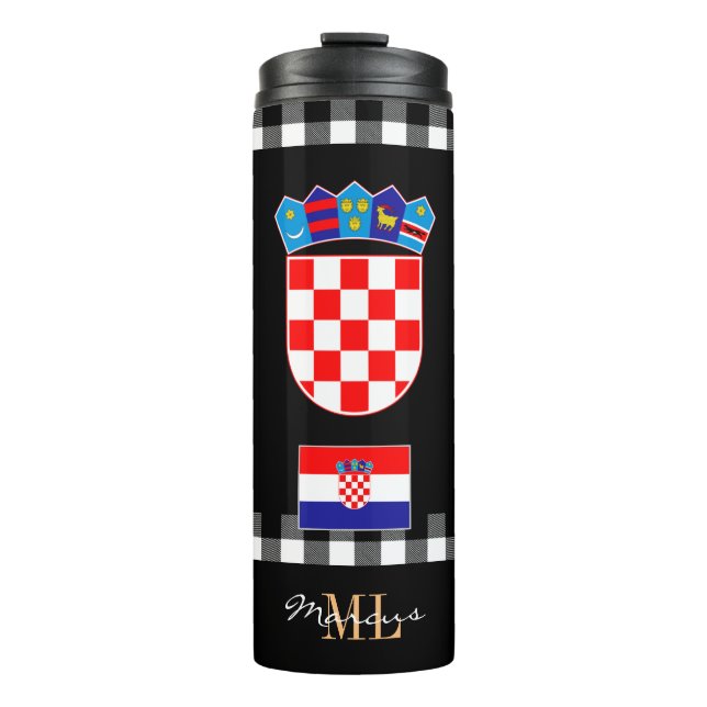 Termo Mug de viaje patriótico de Croacia, bandera croata (Anverso)
