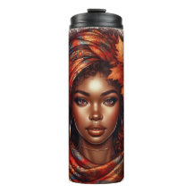 MUJER AFROAMERICANA CON TEMÁTICA DE OTOÑO