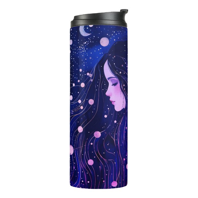 Termo Mujer Celestial Diosa del Cielo Luna Estrellas (Rotado hacia la izquierda)