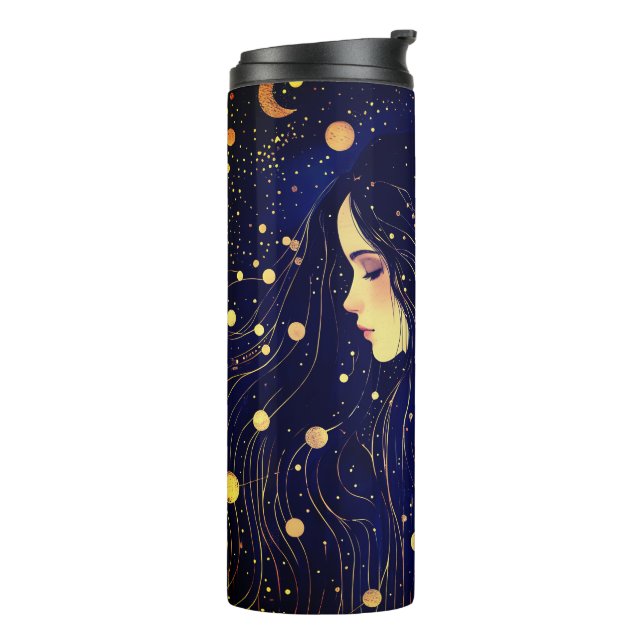 Termo Mujer Celestial Diosa del Cielo Luna Estrellas (Rotado hacia la izquierda)