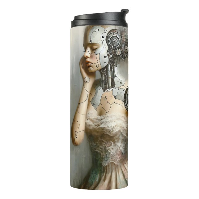 Termo Mujer Ciborgue Femenina Arte de IA (Rotado hacia la izquierda)