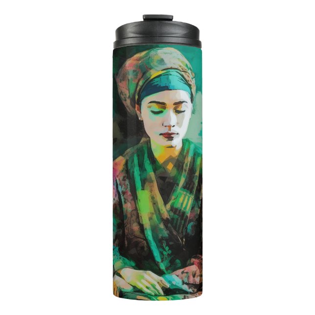 Termo Mujer con gafas de sol verdes (Anverso)