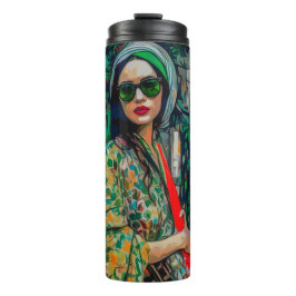 Termo Mujer con gafas de sol verdes