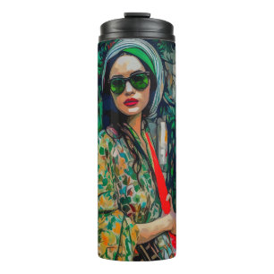 Termo Mujer con gafas de sol verdes