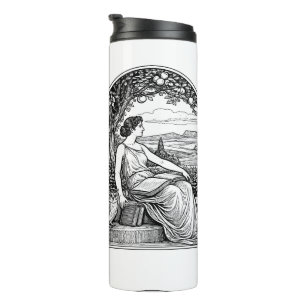 Termo Mujer de época Art Nouveau leyendo bajo un árbol