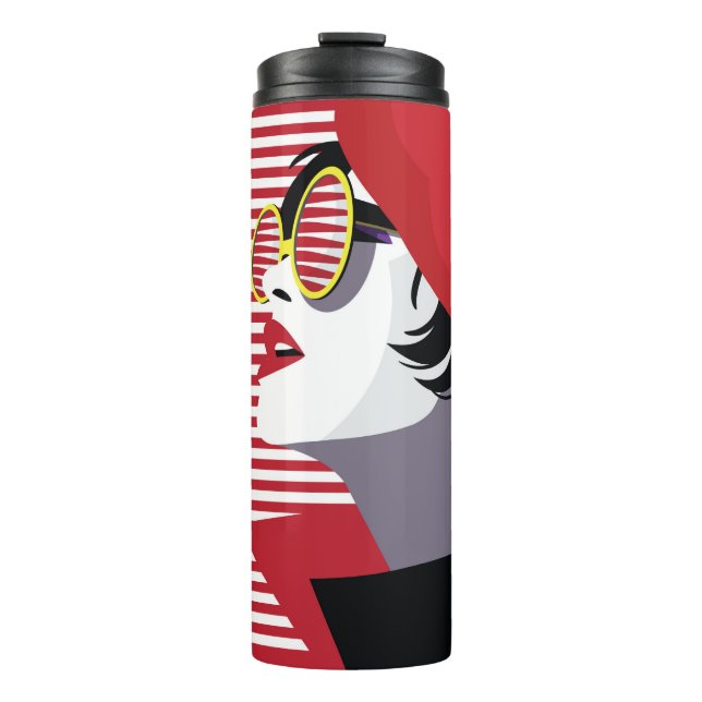 Termo Mujer de moda con estilo de arte pop. (Anverso)
