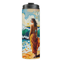 Mujer en Arte de Costa Abstracta Personalizada
