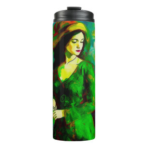 Termo Mujer en Gorra verde