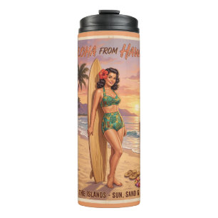 Termo Mujer Hawaiana Estilo Retro Pin Up