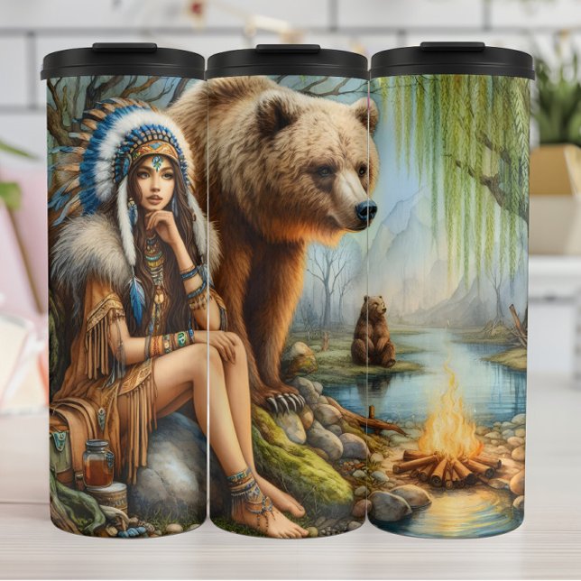 Termo Mujer indígena, oso, fuego: Corriente australiana (Subido por el creador)