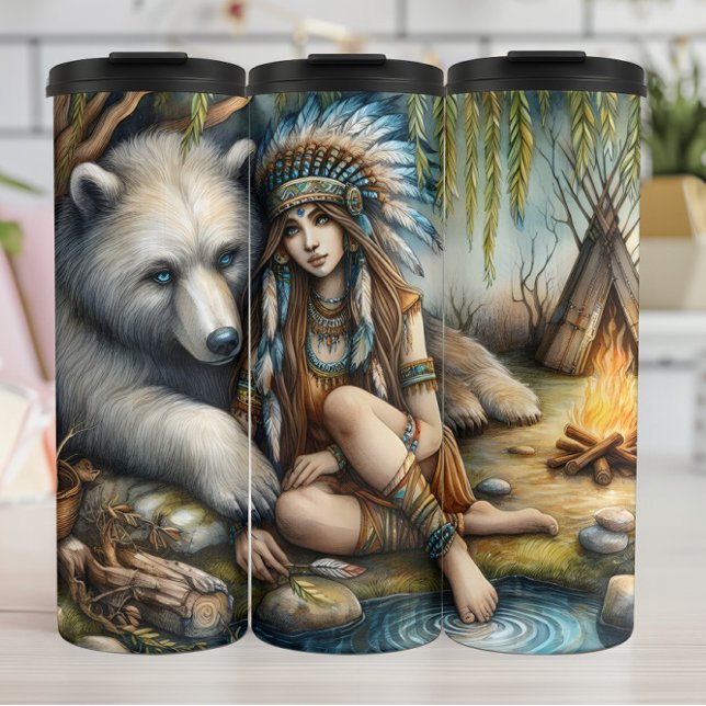 Termo Mujer nativa, oso blanco (Subido por el creador)